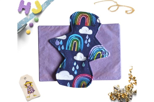 Buy  8 inch Cloth Pad Rainbows and Raindrops now using this page